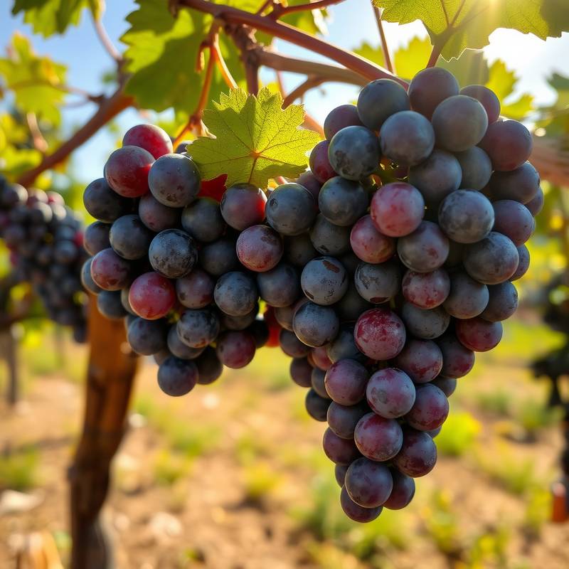Close-up of grapes in a Tuscan vineyard