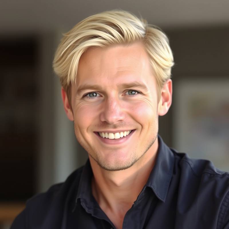 Portrait of Jamie Reid, Travel Consultant at Serene Escapes, a smiling man with blonde hair in a shirt.