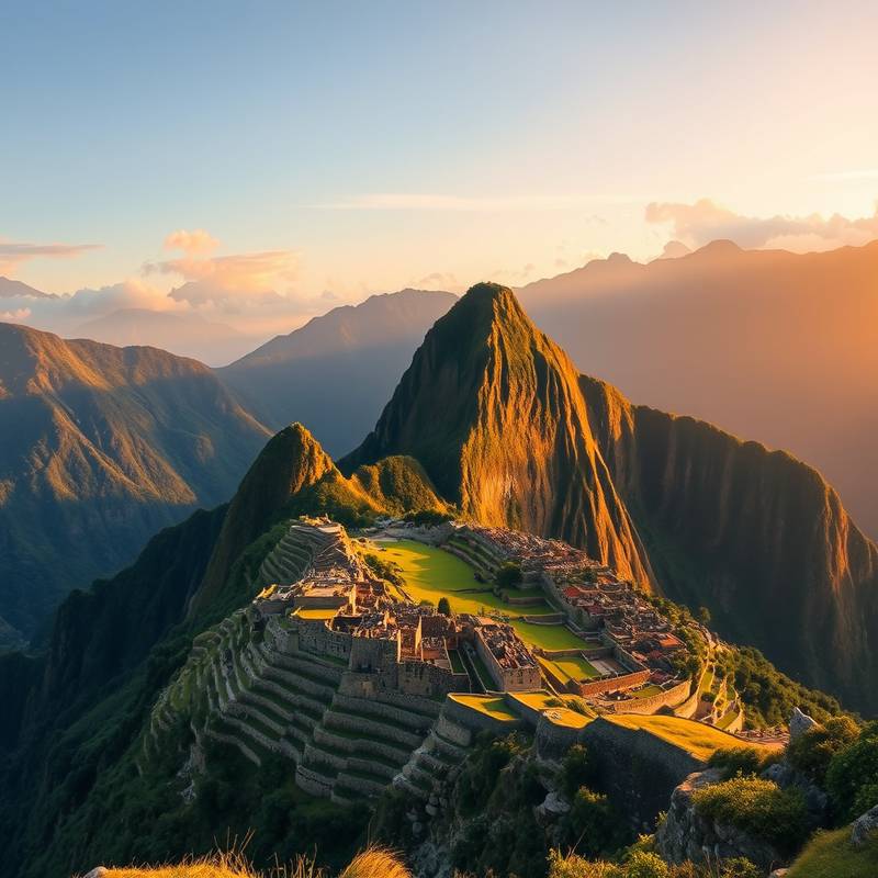 View of surrounding mountains from Machu Picchu